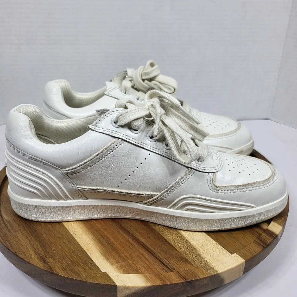 Tory Burch Sneakers Womens 5.5 White Excellent Leather Low Top Logo 152959
